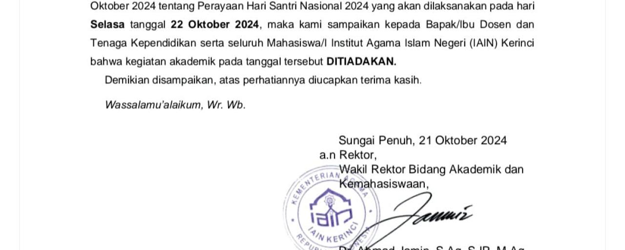 Hari Santri, Perkuliahan diliburkan